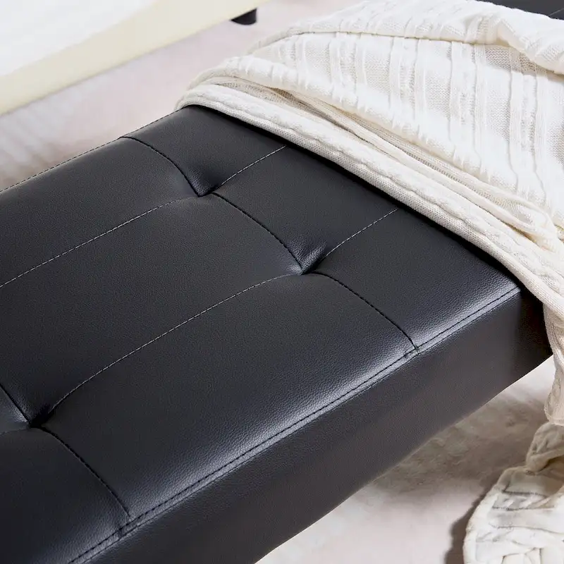 Faux Leather Upholstered Bench with Acrylic Base — 44.7