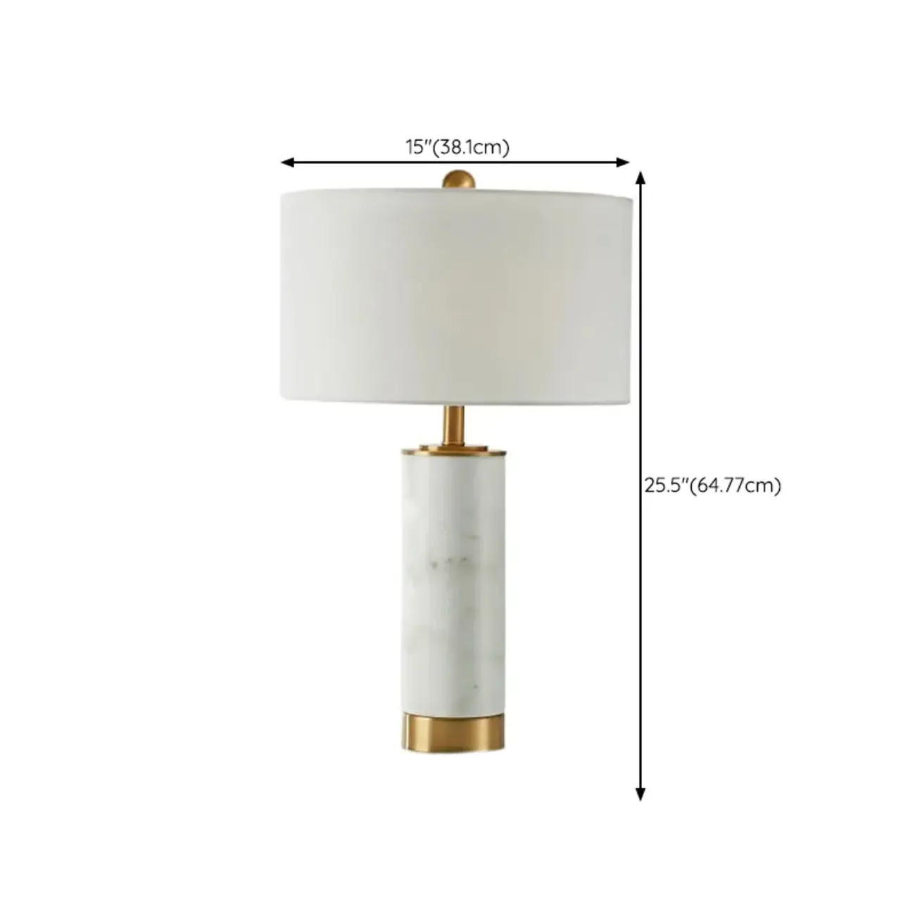 Modern Cylinder Stone Table Lamp with Fabric Shade