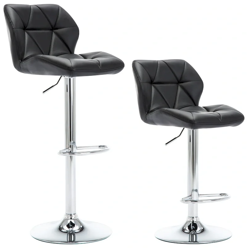 Upholstered Adjustable Barstools Counter Bar Pub Height Stools Set of 2