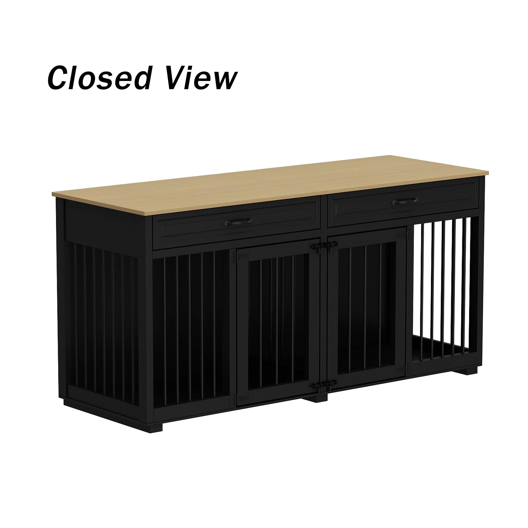 Furniture Style Dog Crate, 64.5 Inch Wooden Large Dog Kennel