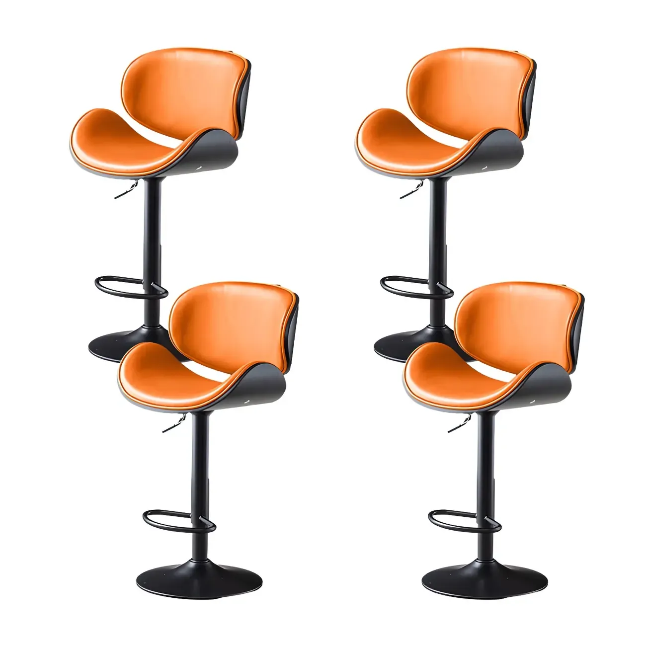 Arched Blackish Green Leather Swivel Adjustable Bar Stool