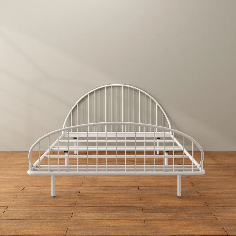 Furniture of America Duke Curved Metal Powder Coated Bed Frame, No Box Spring Needed