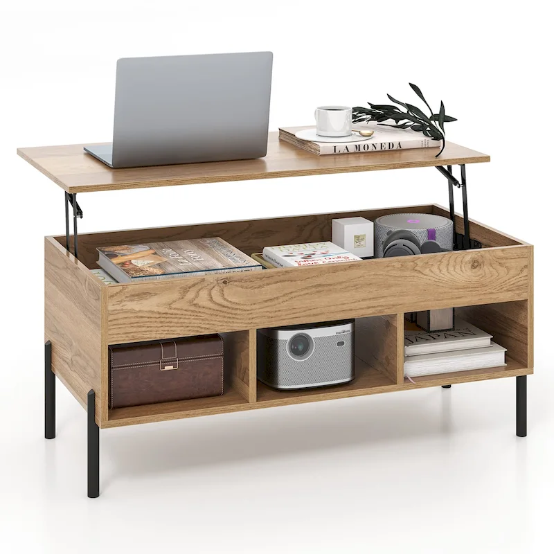 Costway Lift Top Coffee Table with Storage Compartment & 3 Open - See Details