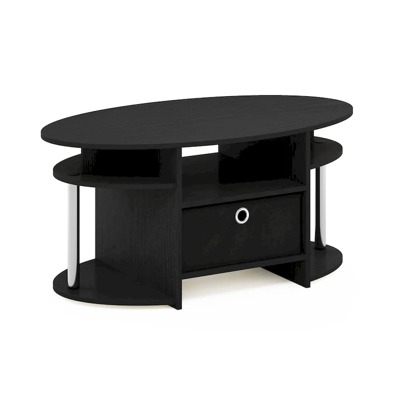 Oval Coffee Table with Storage Bin - Simple Modern Design for Living Room