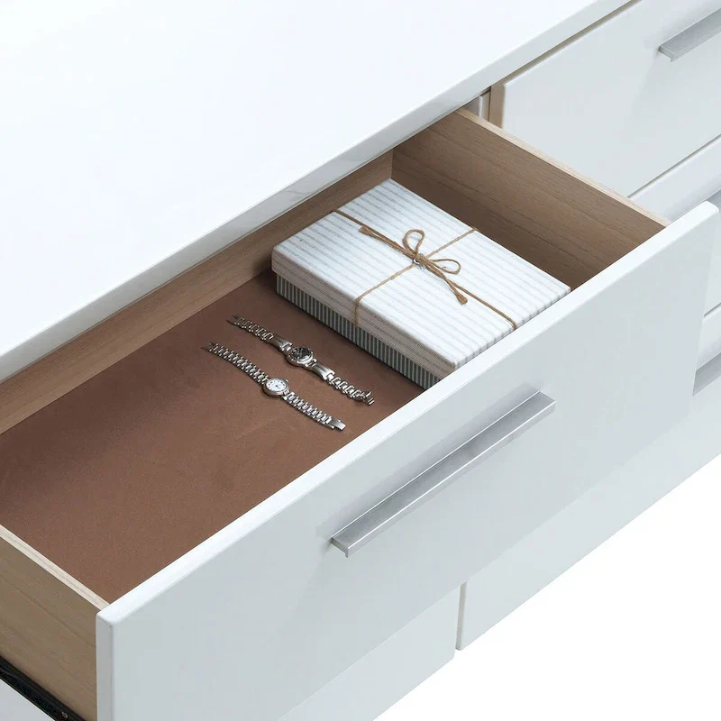 Contemporary White 6-Drawer Dresser and Mirror Set
