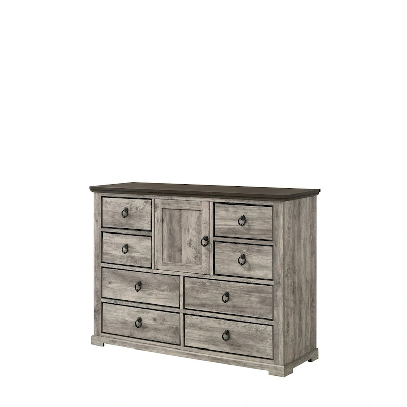 Aimon 5 Piece Gray Rustic Panel Bedroom Set