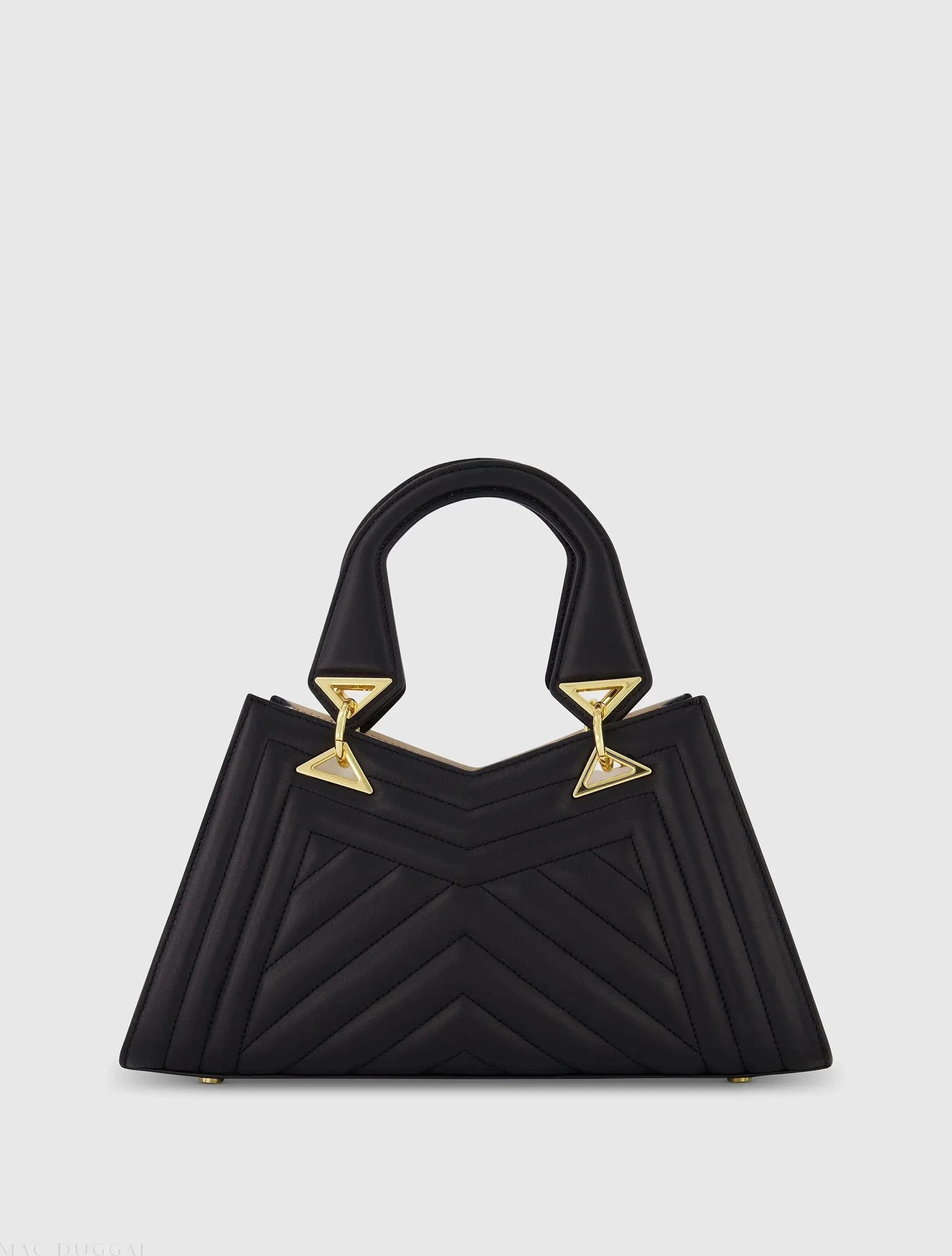 Black Quilted Napa Leather Angular Handbag