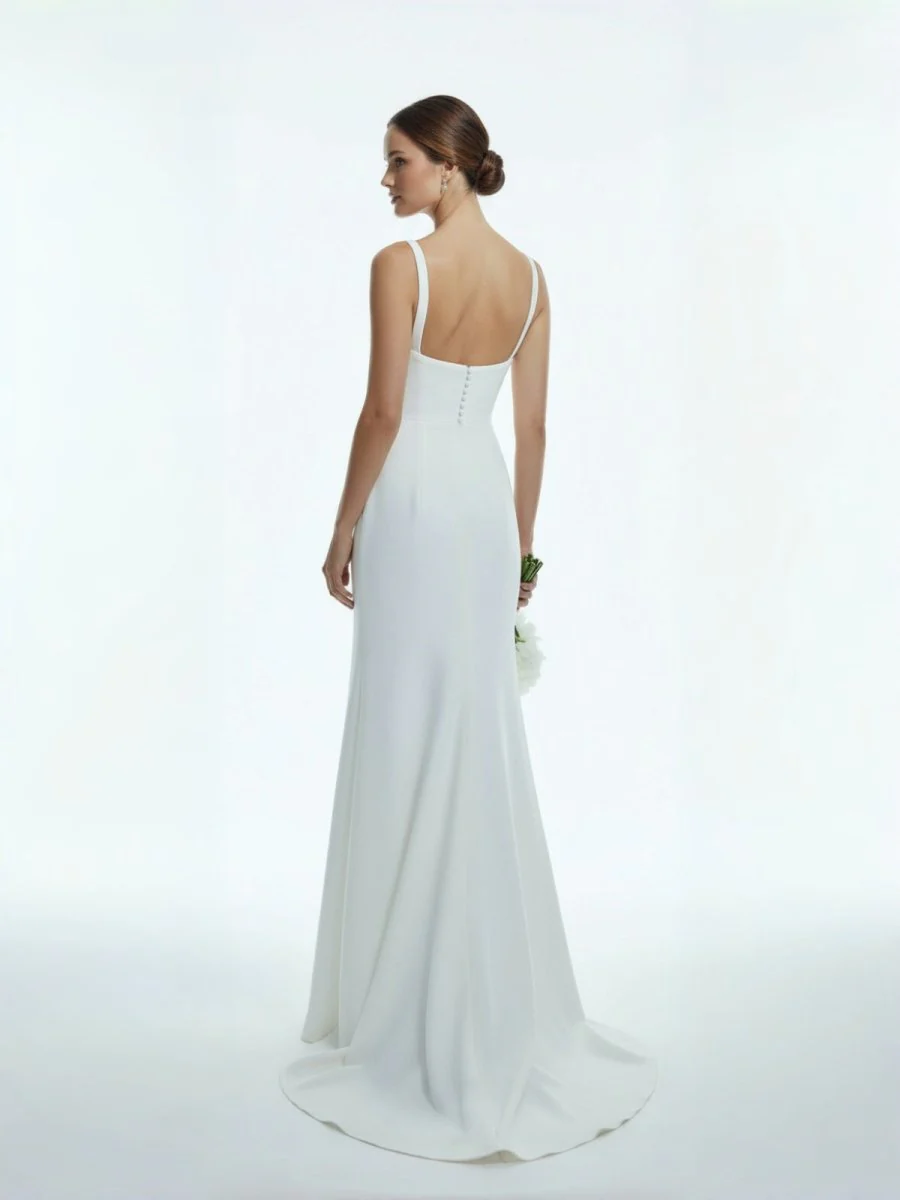 Simple Mermaid Square Neck Satin Wedding Dresses