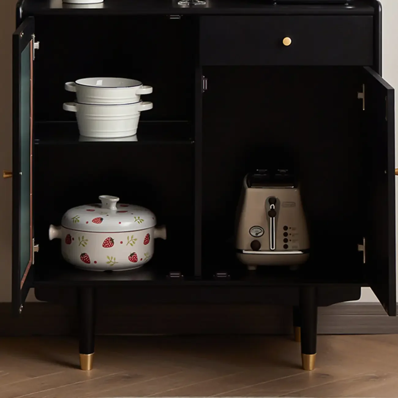 Modern Espresso Wood Versatile Kitchen Cabinet