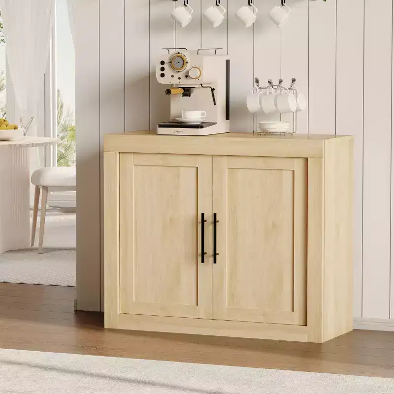 70.8 Sideboard Buffet Cabinet with 4 Doors, Farmhouse Modern Accent Cabinet with Storages, Wood Coffee Bar Media Console for Living Room, Kitchen