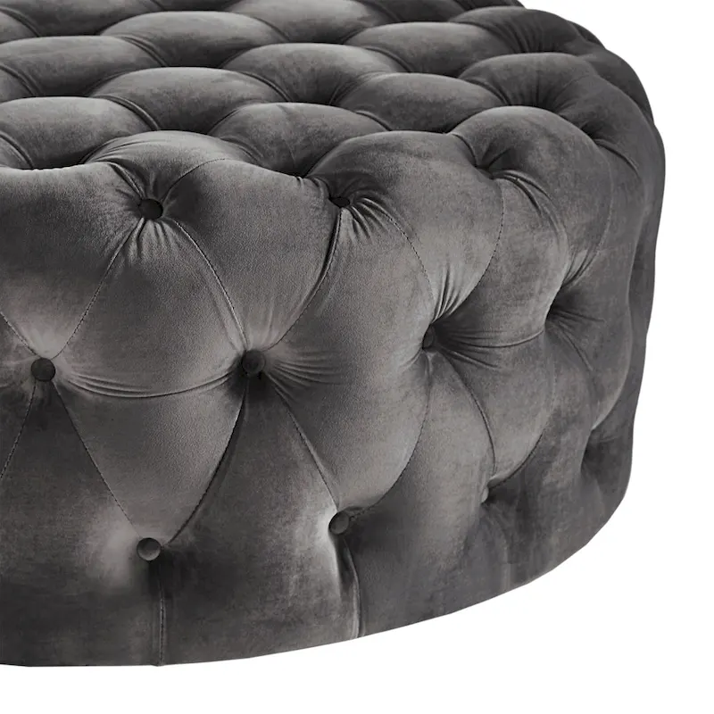Gdansk Round Tufted Ottoman with Casters