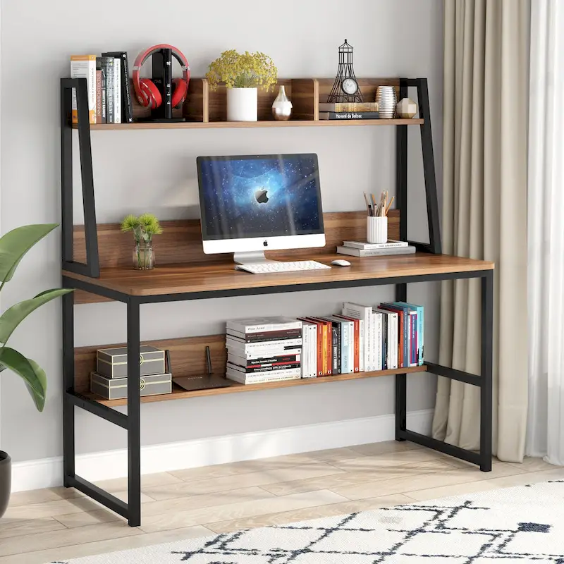 47 Inch Modern Computer Desk with Hutch and Bookshelf