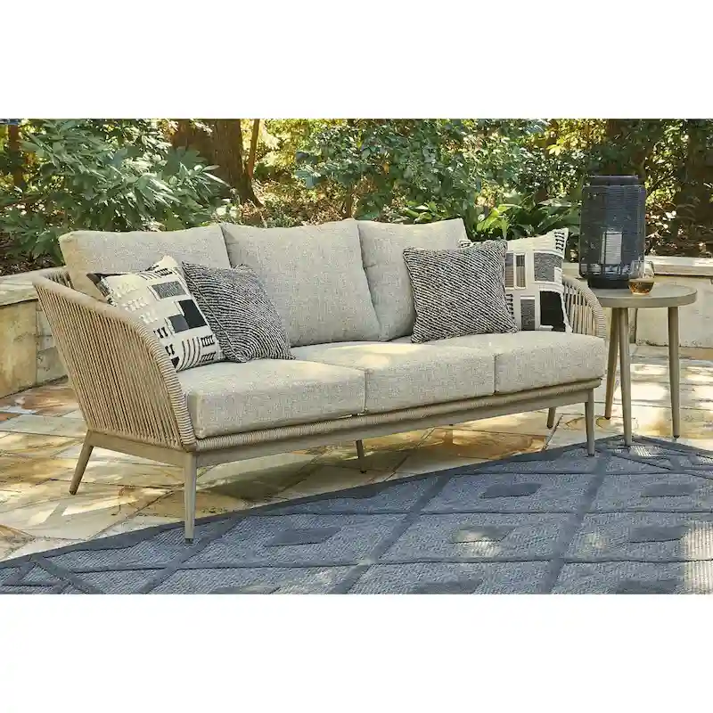 Signature Design by Ashley Swiss Valley Brown/Beige Outdoor Sofa with Cushion - 77