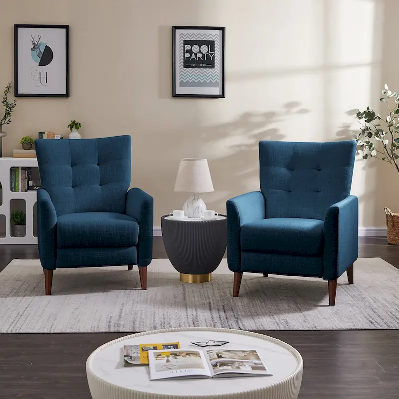 Modern Manual Recliner with Solid Wooden Legs