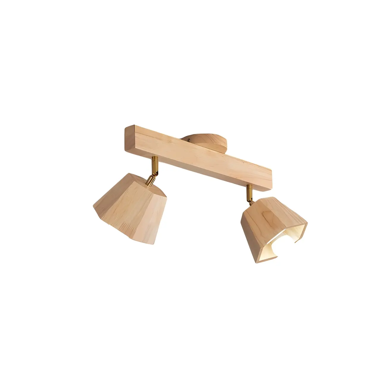 4-Light Adjustable Natural Rubber Wood Semi Flush Track Light