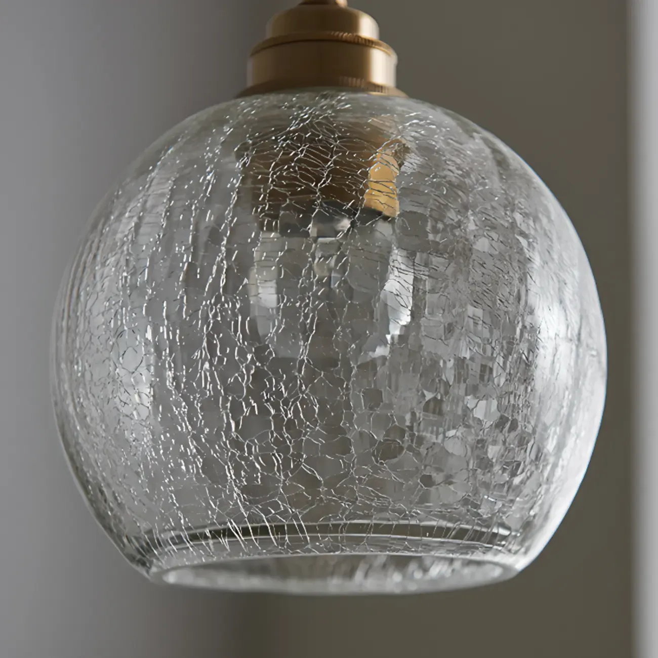 Modern Adjustable Gold Crakle Glass Globe Pendant Light