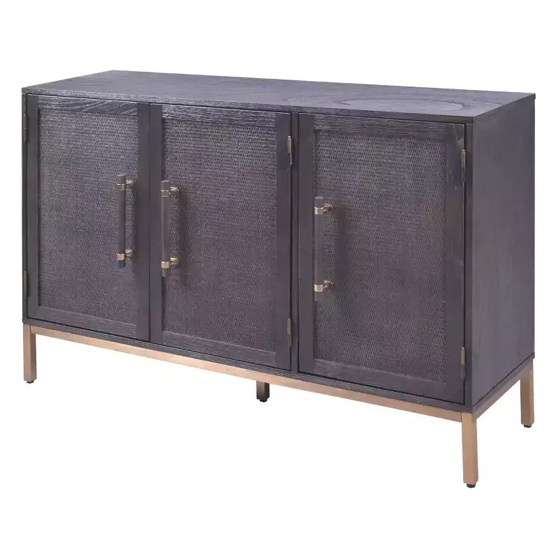 Sophia 3 Door Cabinet Antique Black - Hopper Studio: Stained Wood Veneer, Adjustable Shelves, Modern Style