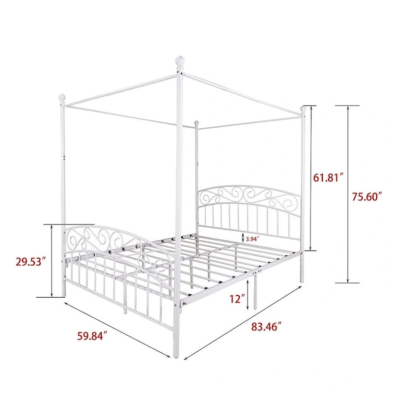 Aufank Classic Metal Canopy Bed Frame, Easy Assembly