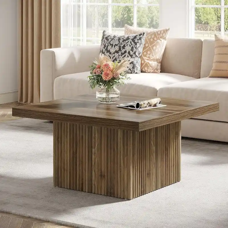 31.5 Inches Square Coffee Table for Living Room Mid-Century Modern Cocktail Table