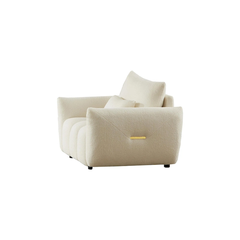 Beige 39.7 Teddy Fabric Lounge Chair with Plastic Legs