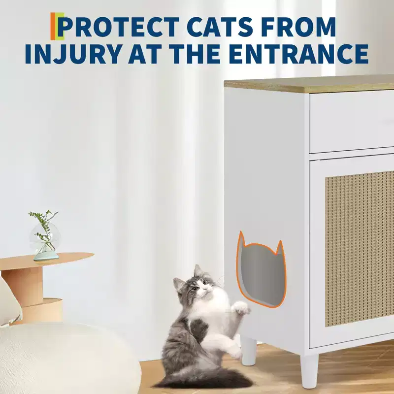 Acekool Hidden Cat Litter Box Cabinet, Dog-Proof, Modern Cat Furniture with Storage for Home