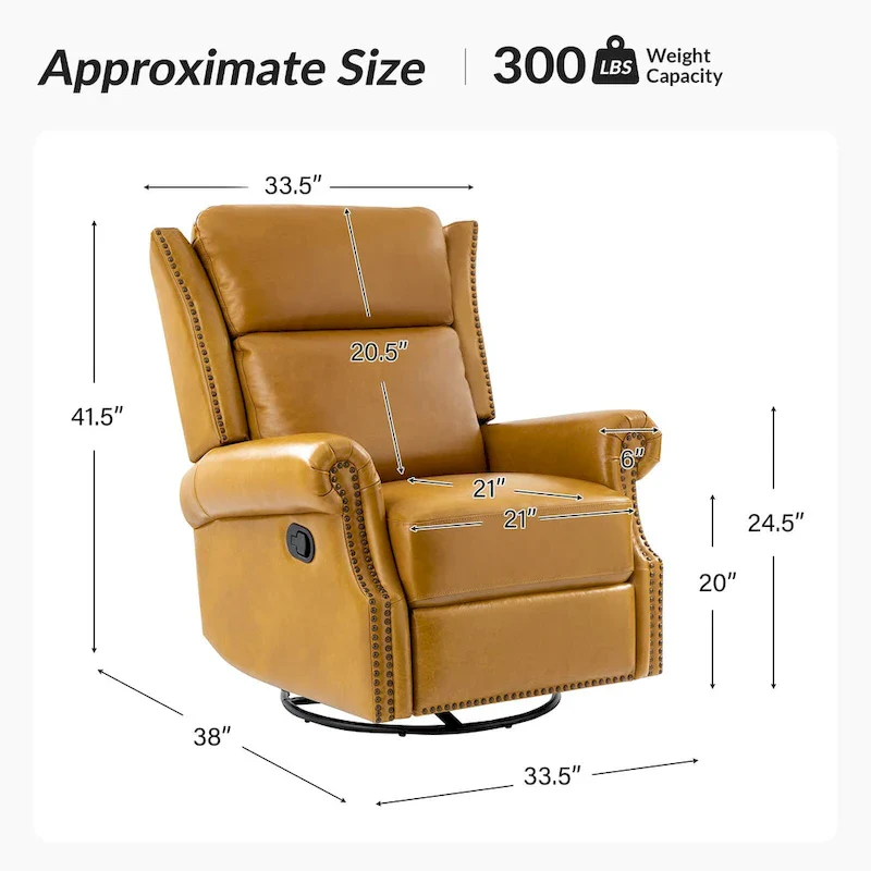 Viviana Traditional Genuine Leather Manual Swivel Glider Recliner by HULALA HOME