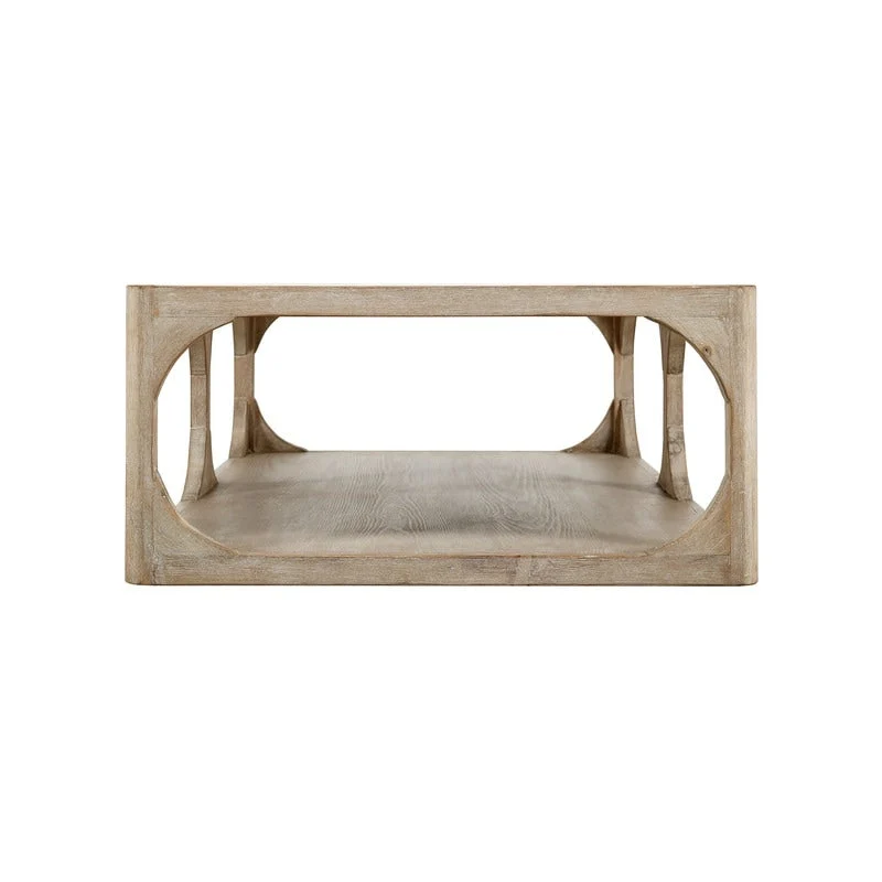 Artissance Reclaimed Wood Peking Ming Coffee Table, Small, 55 Inch Long, Weathered White Wash