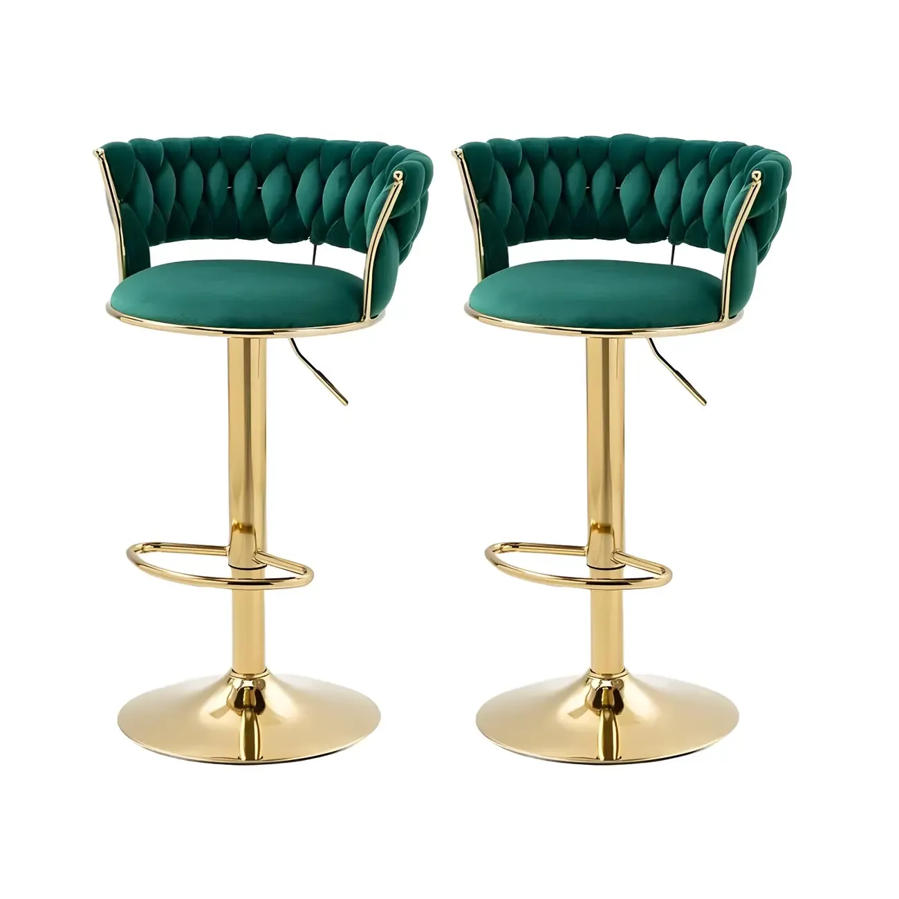 Gold Base Low Back Adjustable Swivel Bar Stool