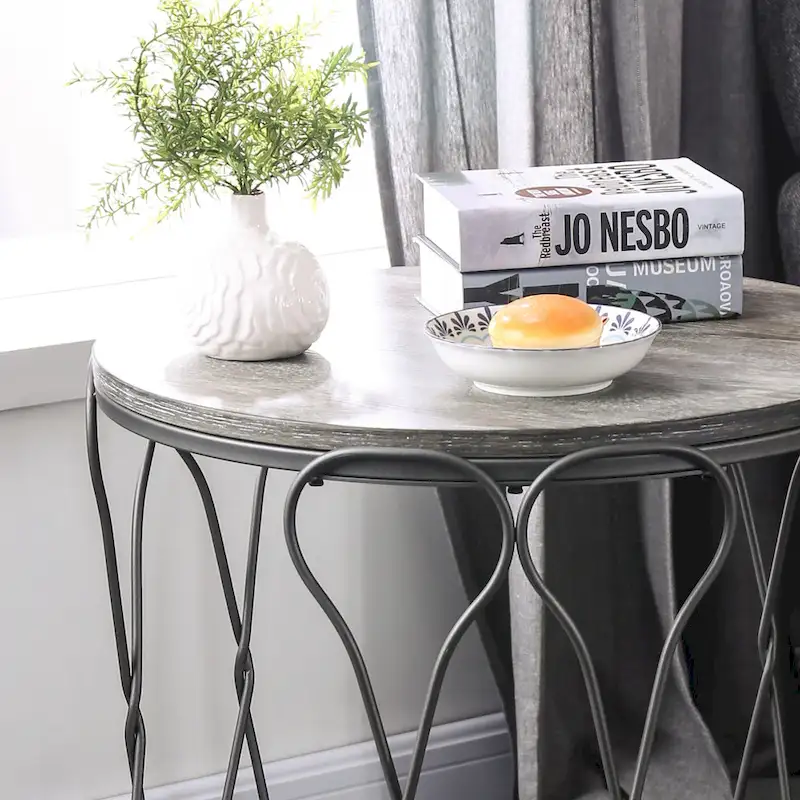 Lizi Rustic Grey 24-inch Metal 1-Shelf Side Table by Furniture of America