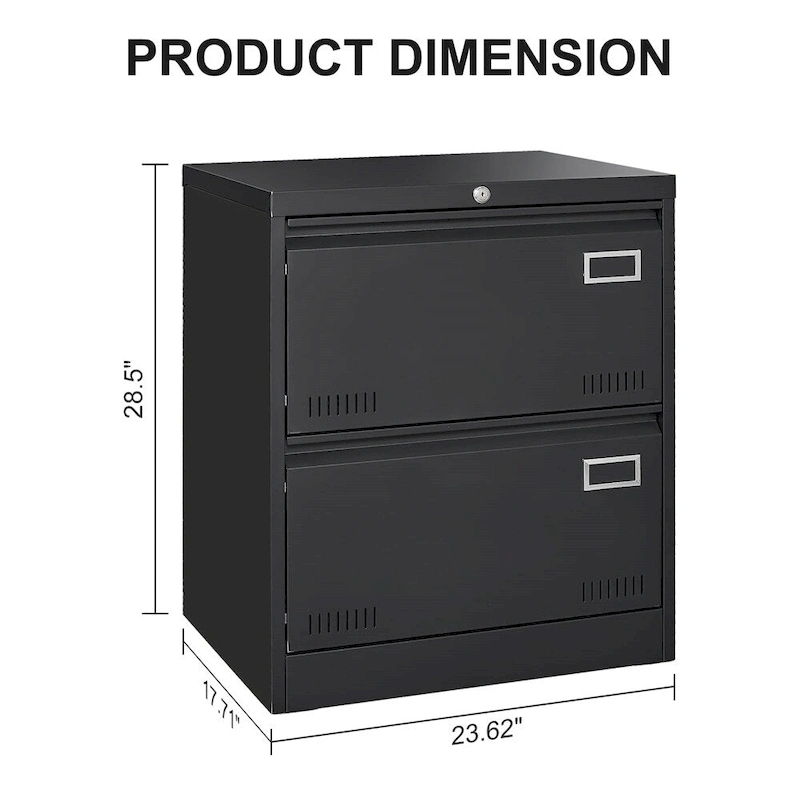 2 Drawer Metal Lateral File Cabinet with Lock