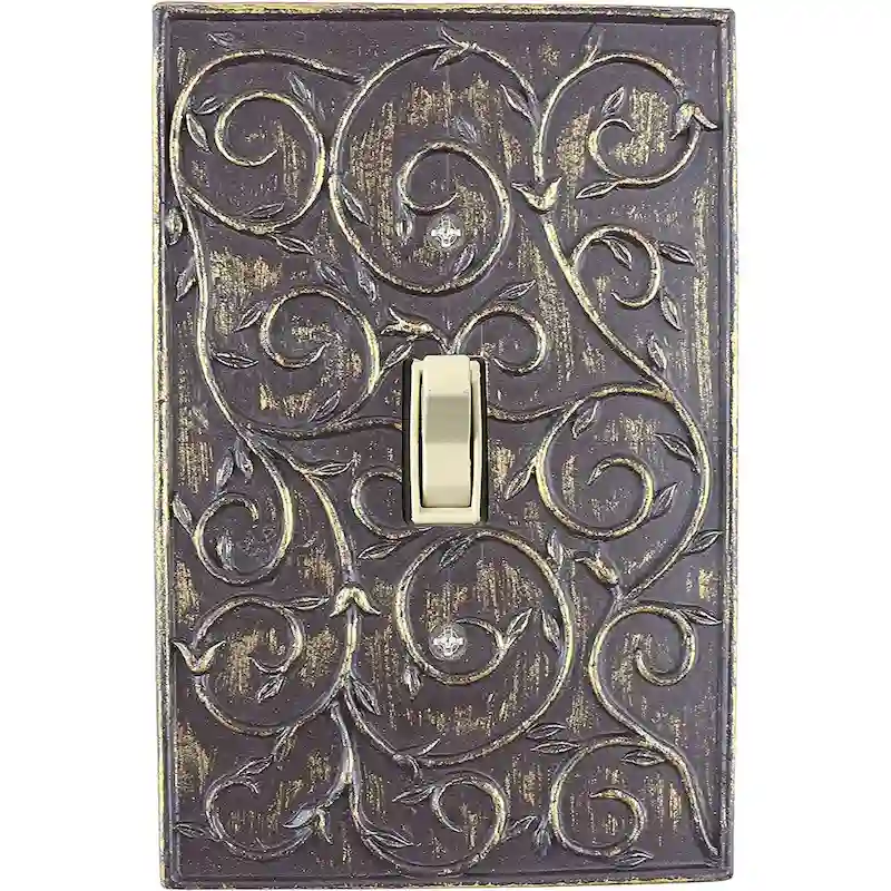 Meriville French Scroll 1 Toggle Wallplate, Single Switch Electrical Cover Plate