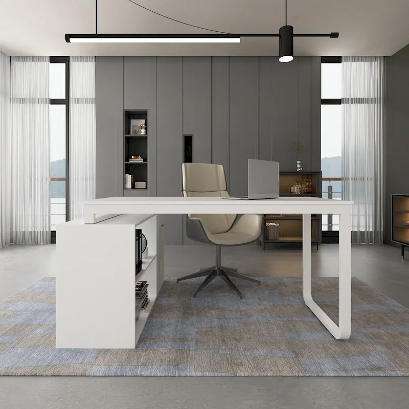 L-Shaped Desk with Drawer Cabinet for Home and Office