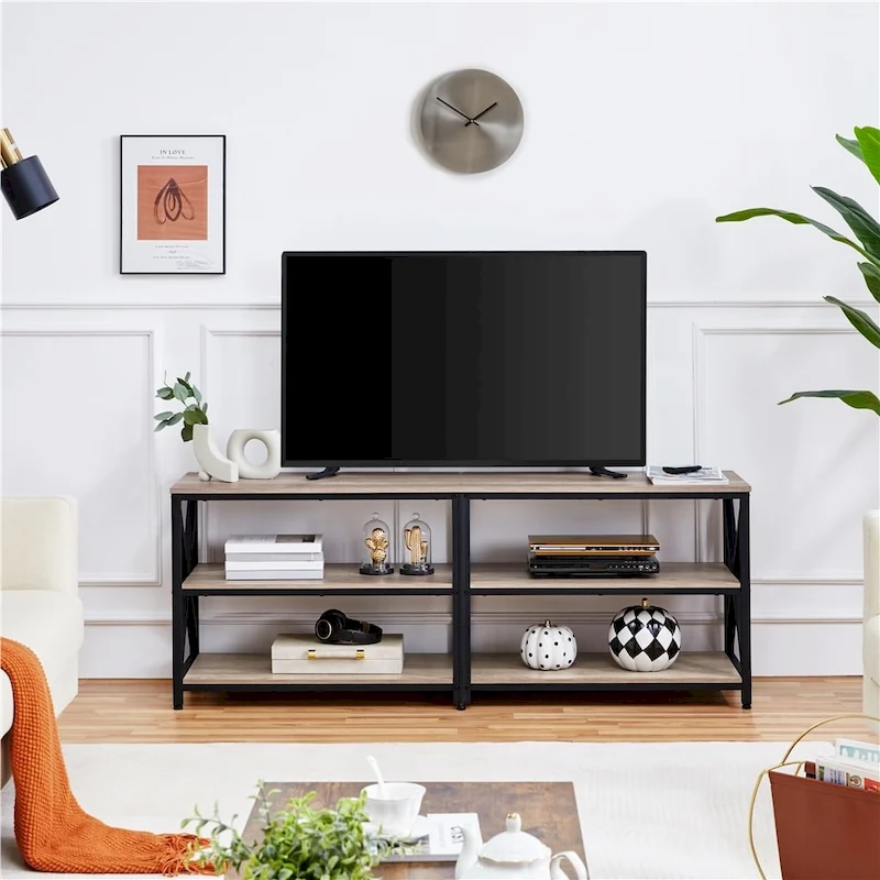 Yaheetech Vintage Wood 3-Tier Console Table TV Stand for TV up to 70