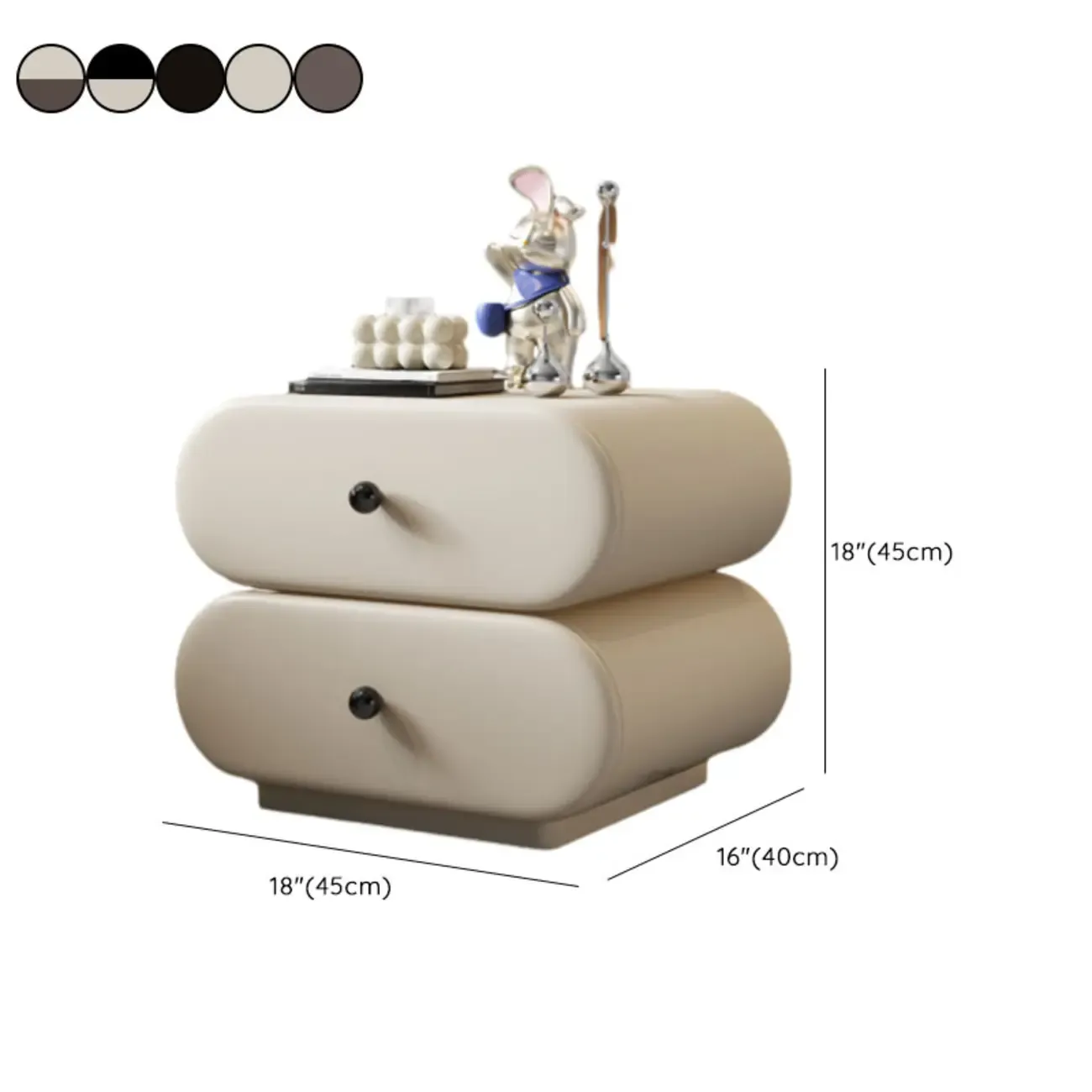 Modern Leather Wood Dual-Tone Drawers Nightstand