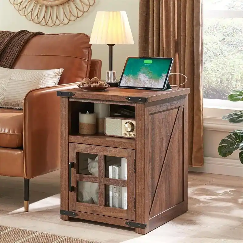 End Table with Charging Station - 18D x 18W x 24H