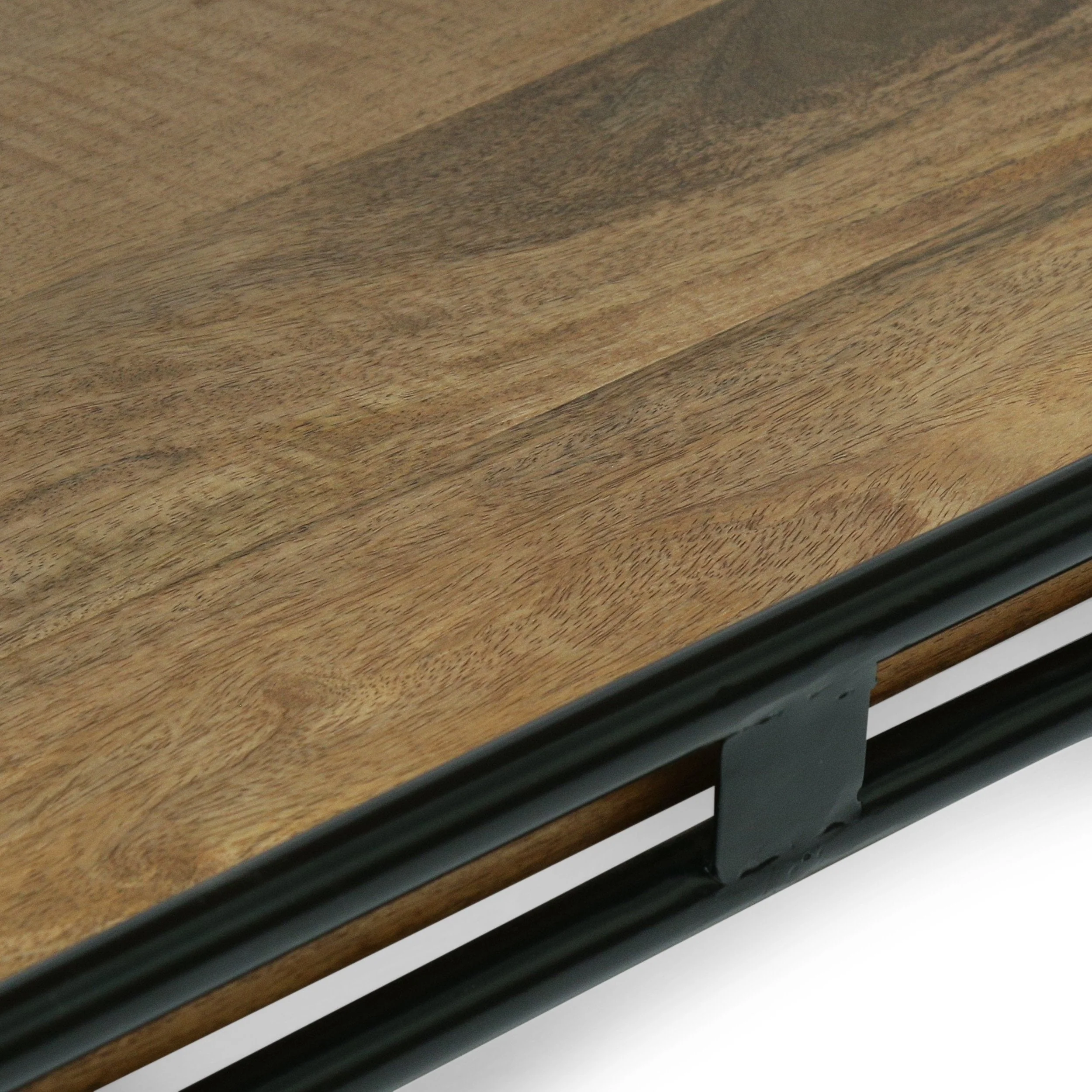 Modern Industrial Handcrafted Mango Wood Kitchen Cart with Wheels, Natural and Black - NH197413