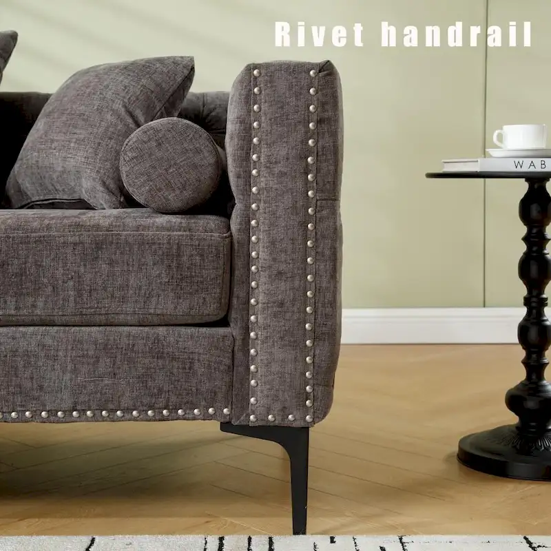 Modern Convertible Tufted Chenille L Shaped Sectional Sofa