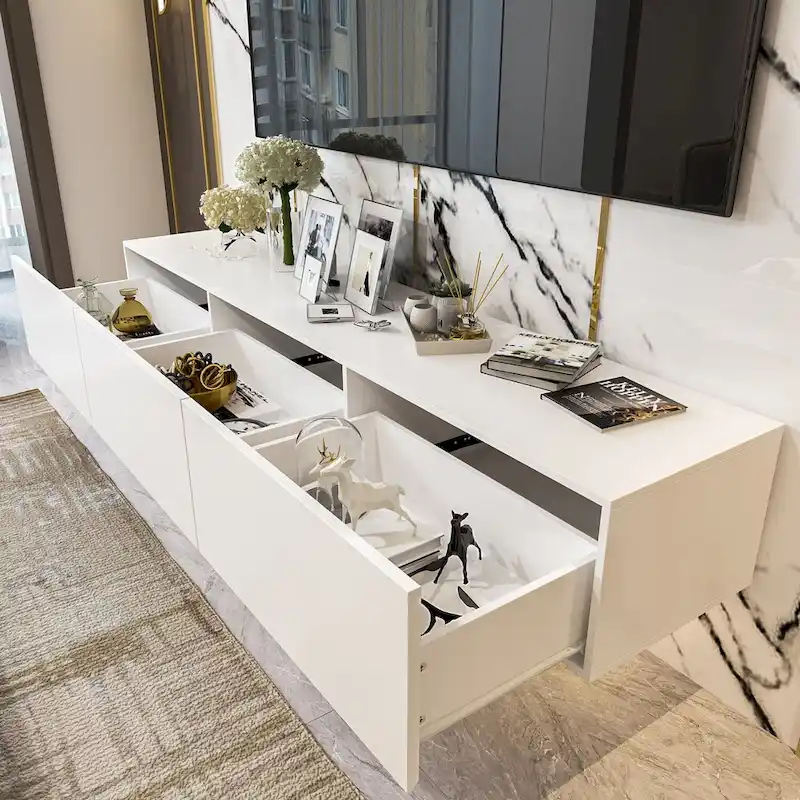 Wall Floating Media Consoles Hanging TV Console With Light TV Stand