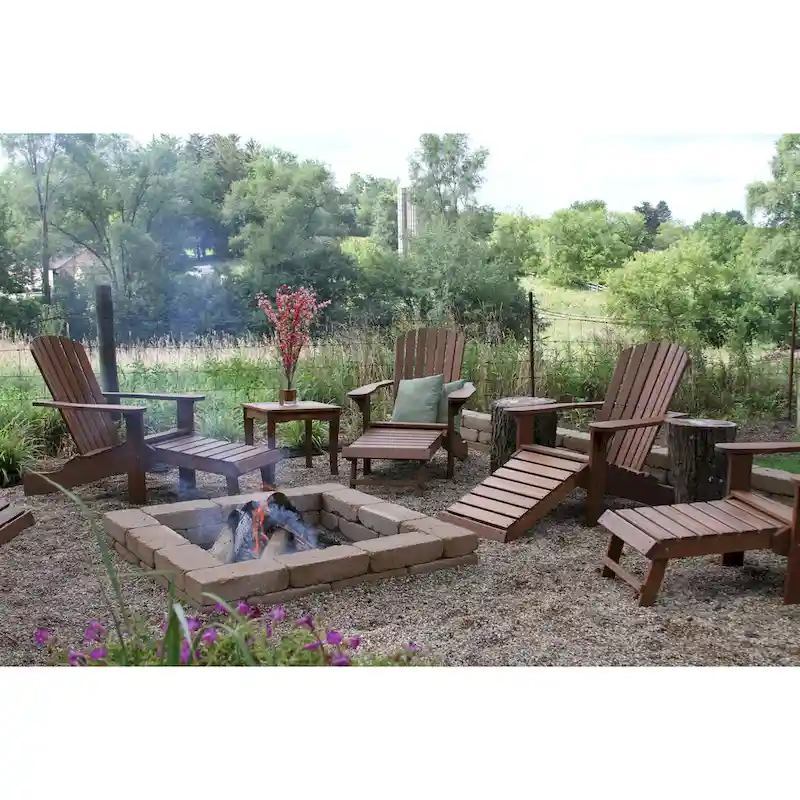Eucalyptus Adirondack Chair with Built-in Ottoman