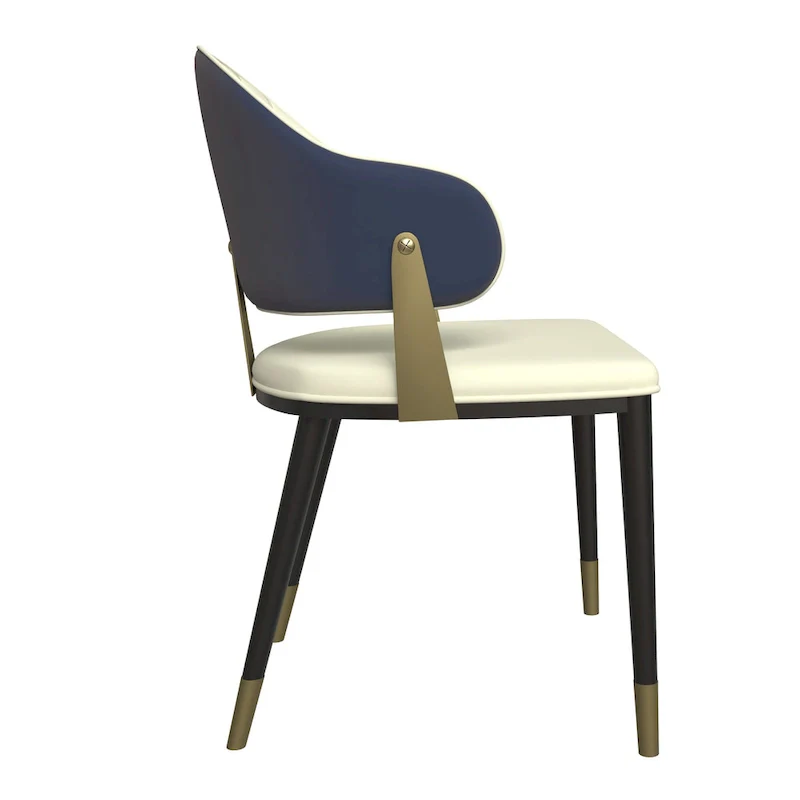 Leather Dining Chair in Iron with Gold Accents Design Modern Ergonomic Side Chair