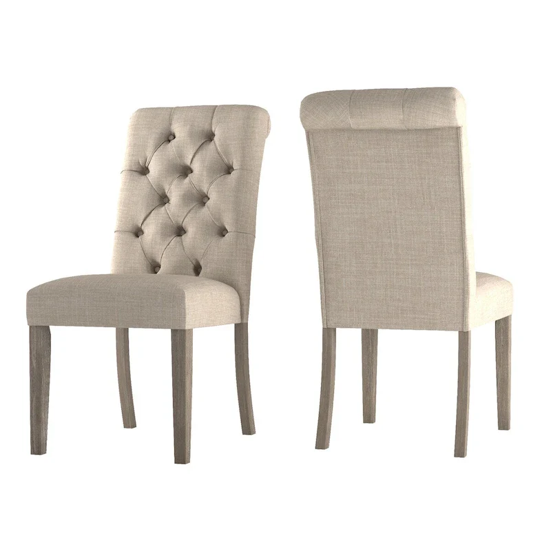 Benchwright Linen Tufted Dining Chair with Grey Finish Legs (Set of 2) by iNSPIRE Q Artisan