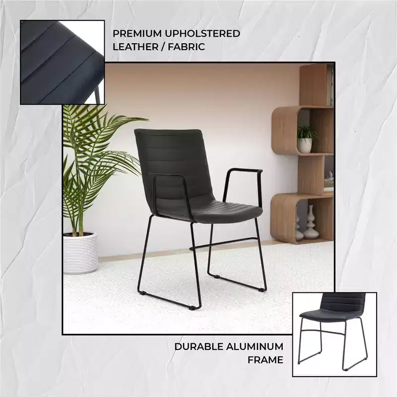 LeisureMod Ergonomic Office Chair Upholstered in Leather/Polyester with Powder-Coated Stainless Steel Frame Padded Seat and Back Zylar Collection