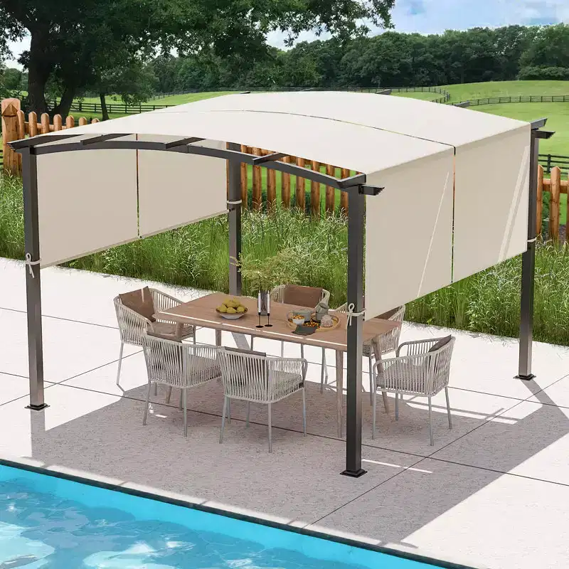UPTIOT 10FT Adjustable Sun Canopy with UV-Resistant & Flame Retardant Fabric for Patio, Poolside & Backyard