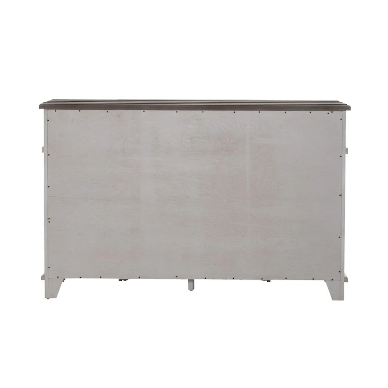 White & Grey Distressed Pine Breakfront Server – 1 Piece