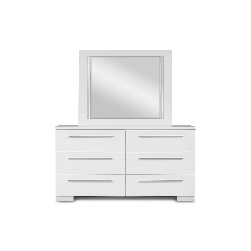 New Classic Furniture Vexa White High Gloss 4-Piece Bedroom Set with Nightstand