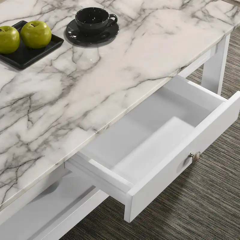 Transitional Rubberwood Coffee Table and End Table with Drawer