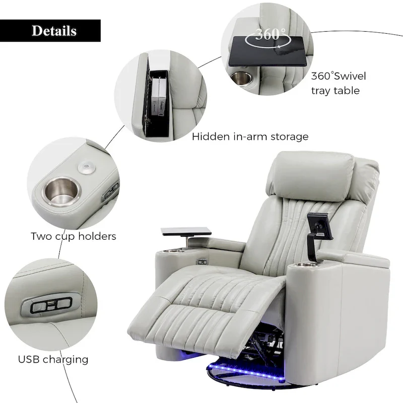 Multifunctional 270 Swivel Home Theater Power Recliner