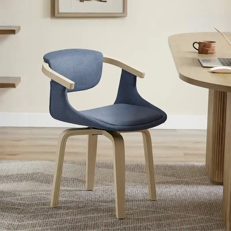 Art Leon Swivel Upholstered and Wood Accent Chair