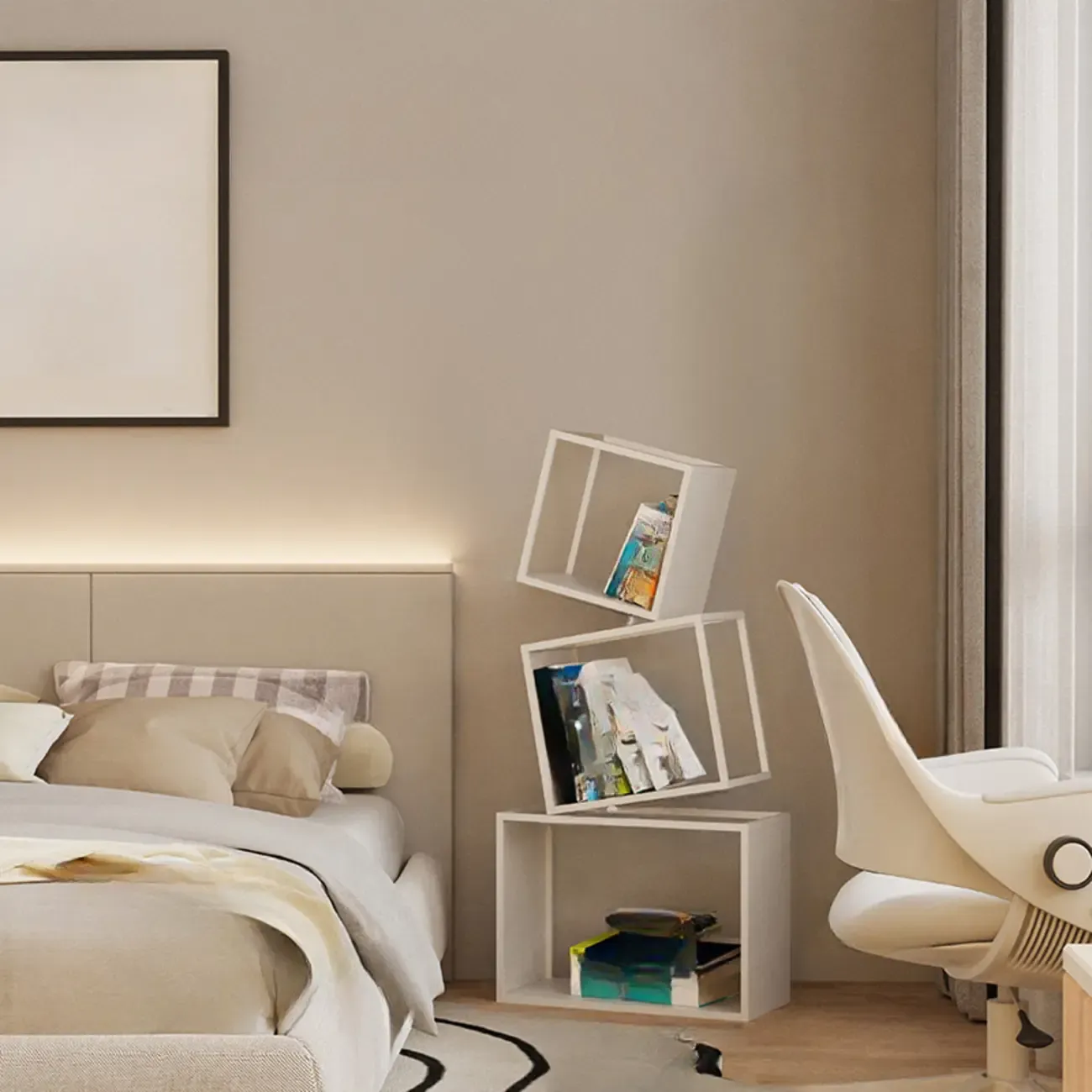 73H Black Metal Geometric Open Cube Bookcase