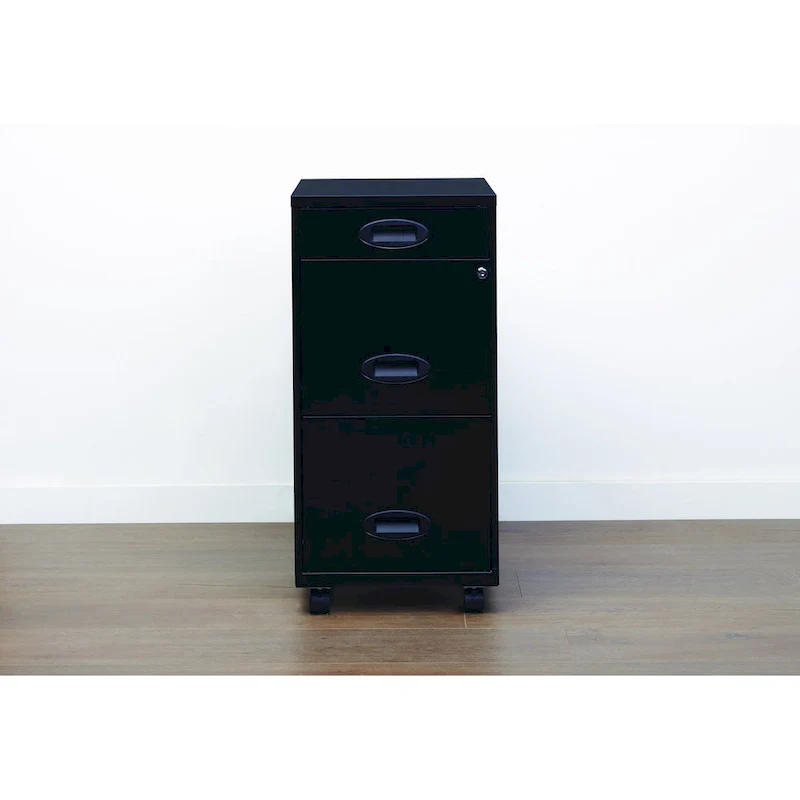 Black 3-Drawer Mobile File Cabinet